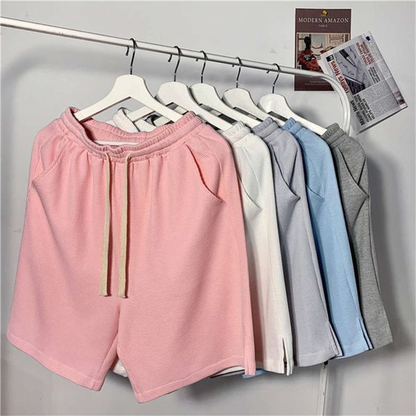 

shorts men's summer casual shorts cotton waffle capris loose sports beach pants student, White;black