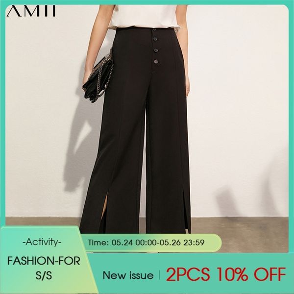 

inimalism spring women's pants causal high waist solid loose offical lady pants for women buttons fly 12140044 210527, Black;white