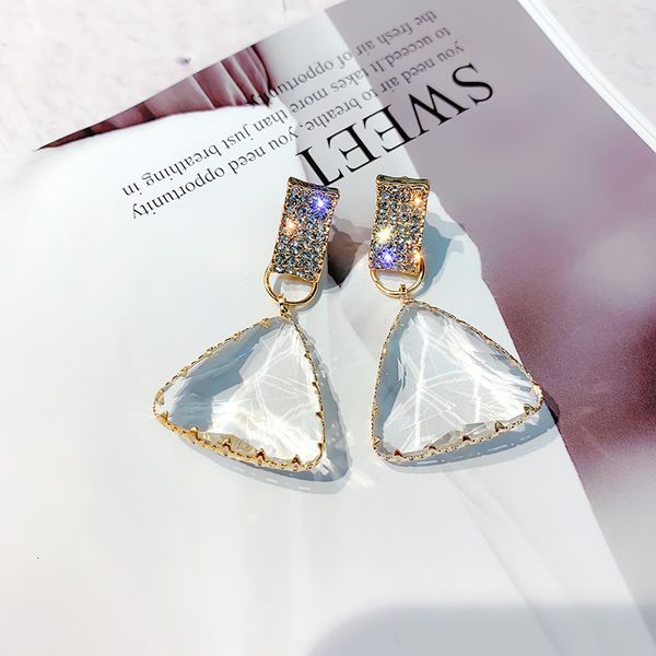 

925 silver needle crystal earrings women's fashion super flash diamond geometric triangle designer east gate earrings