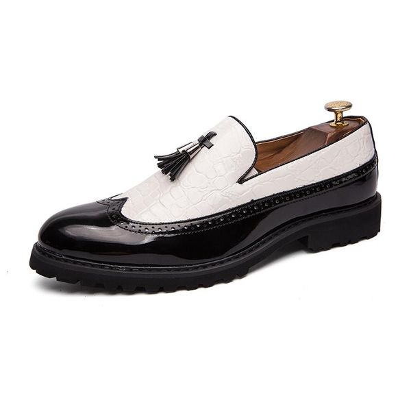 

dress shoes mens genuine leather tassel pattern fashion breathable driving slip on comfy moccasins size 38-48, Black