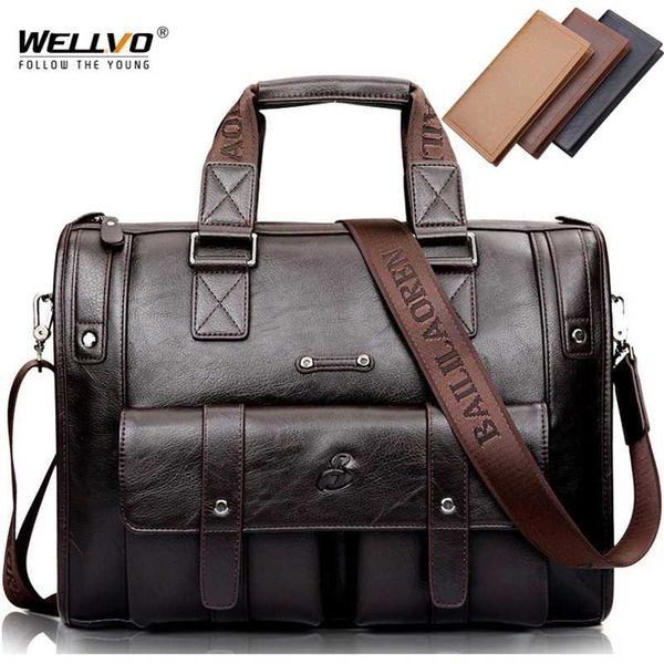 

men leather black briefcase business handbag messenger bags male vintage shoulder bag men's large laptravel bags xa177zc 220124