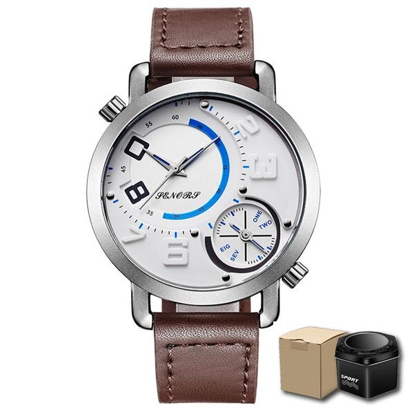 

wristwatches mens watches silver fashion luxury quartz leather wristwatch 30m waterproof watch for men sport clock male relogio masculino, Slivery;brown