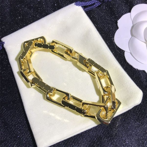 

simple floral letter thick charm bracelets with box creative fashion designer bracelet seiko couples punk jewelry, Golden;silver