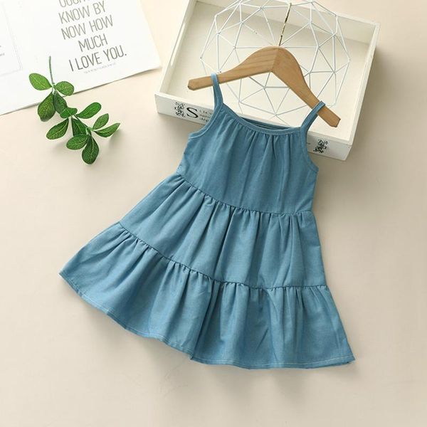 

summer girls sling dress children casual style clothes solid girl kids princess birthday sleeveless straps dresses 1-6y girl's, Red;yellow