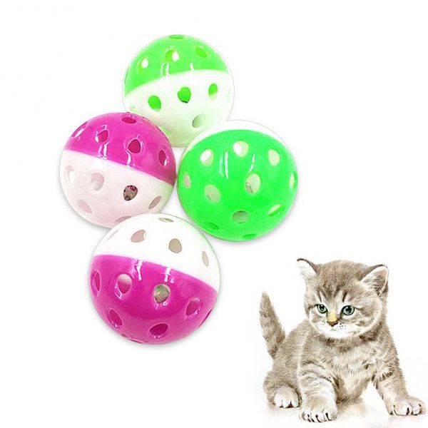 

cat toys 4 pcs random color pet parrot toy colorful hollow rolling bell ball bird parakeet cockatiel chew cage fun