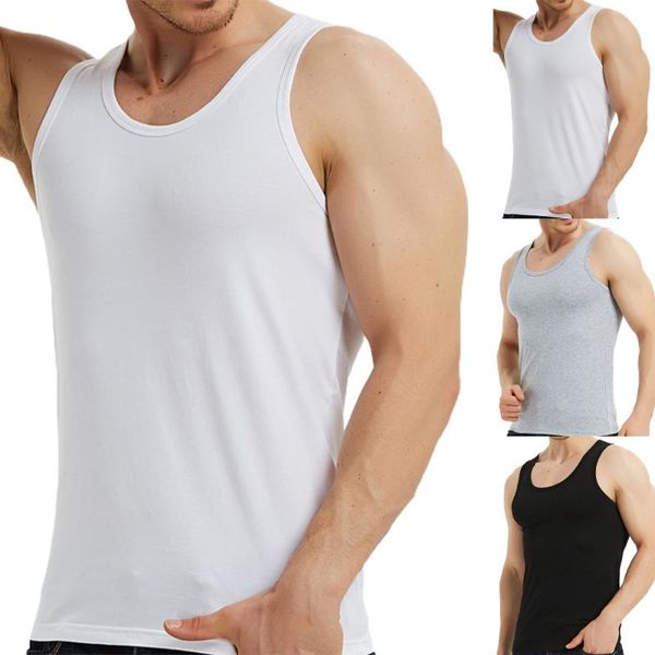 

men' tank solid color sleveless men plus size bodybuilding undershirts casual summer, White;black
