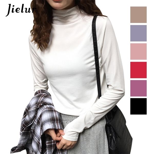 

t shirt women korean fashion pure color basic turtleneck white woman tshirt ulzzang harajuku warm long sleeve t-shirt 210426