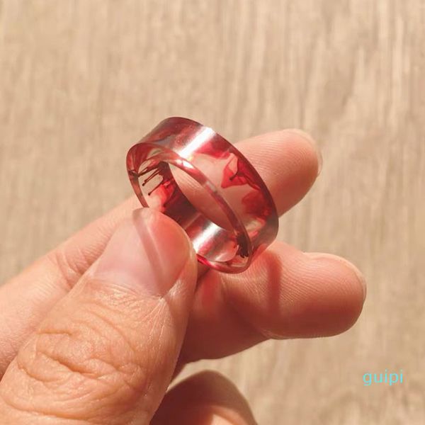 

simple and fashionable ink original ice and flame halo dye resin ring punk creative engagement ring jewelry for men and women, Silver