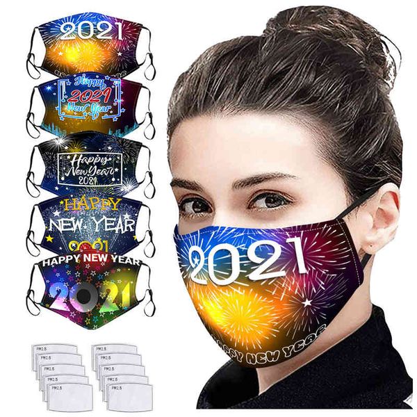 

digital year 2021 printing washable 5pc mask with filter