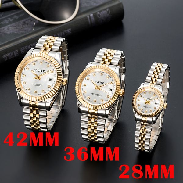 

orologio di lusso mens automatic gold mechanical watches women dress full stainless steel sapphire waterproof luminous couples wristwatches, Slivery;brown