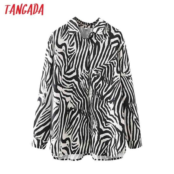 

women retro oversized animal print long sleeve chic female casual loose shirt da143 210416, White