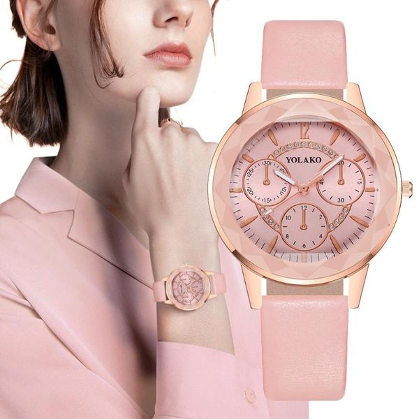 

wristwatches digital three-pin leather strap quartz women's watch explosion luxury fashion 2021 zegarek damski, Slivery;brown