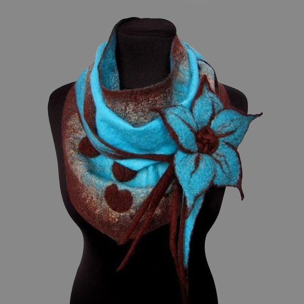 

scarves winter 3d vivid print for elegant women female retro luxury designer long bufanda mujer#4, Blue;gray