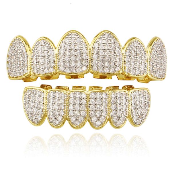 

micro inlaid 4a zircon 18k gold-plated hip-hop braces, Silver