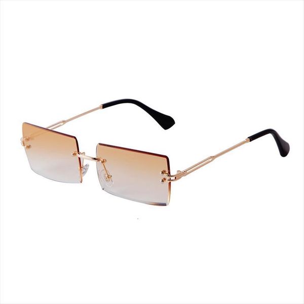 

trendy rectangle rimless sunglasses women brand design metal frame 90s ocean lens frameless sun glasses shades female s298, White;black