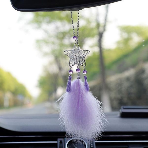 

interior decorations feather mirror hanging pendant in auto ethnic home decor lucky car ornament mini dream catcher accessory for girls