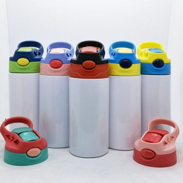 

12oz sublimation straight sippy cup children water bottle 350ml blank white portable stainless steel vacuum insulated drinking tumbler for k