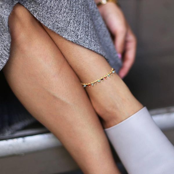 

anklets fashion colorful bead tassel anklet bracelets for women bohemian on the leg summer girl chain foot jewelry, Red;blue