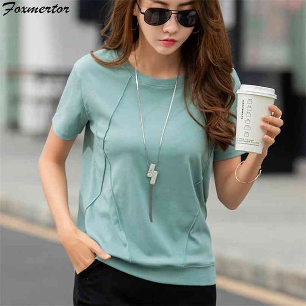 

cotton t shirts summer harajuku female women tee shirt loose fit basic tshirt ladies short sleeve undershirt hh09 210720, White