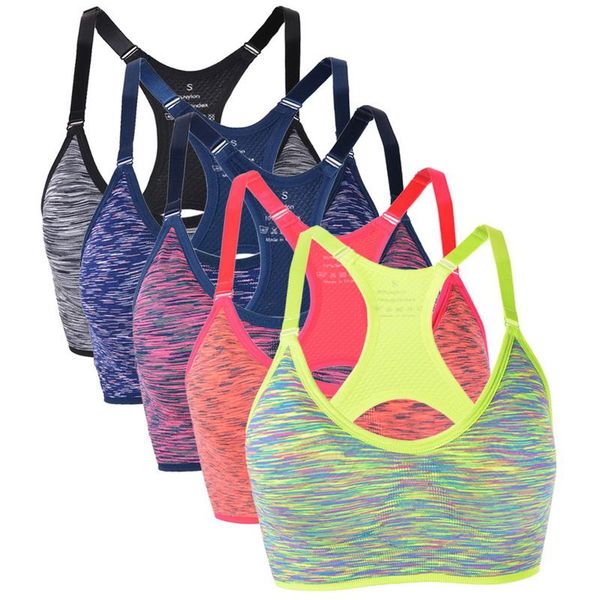 

gym clothing vertvie quick dry sports bra women padded wireadjustable shakeproof fitness underwear push up seamless yoga running top, White;black