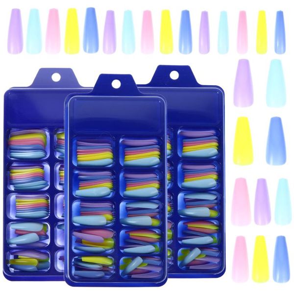 

false nails 3 box colorful long artificial nail multi-functional practical, Red;gold