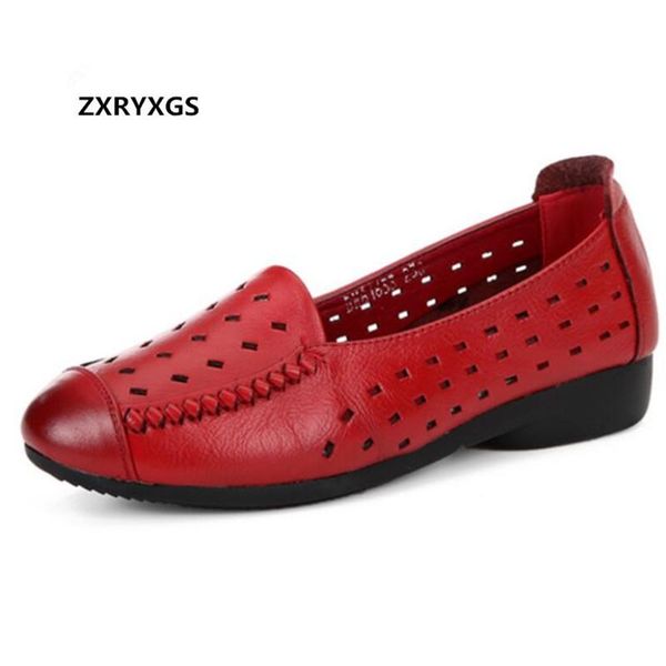 

summer fashion hollow genuine leather shoes women flat shallow mouth sandals comfortable soft, Black