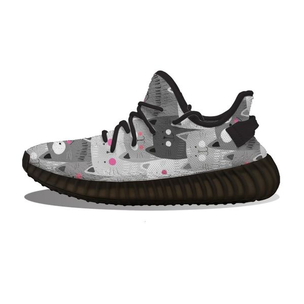 

diy custom gray white smile cat running sho mh printed mens womens trainers outdoor sports sneakers