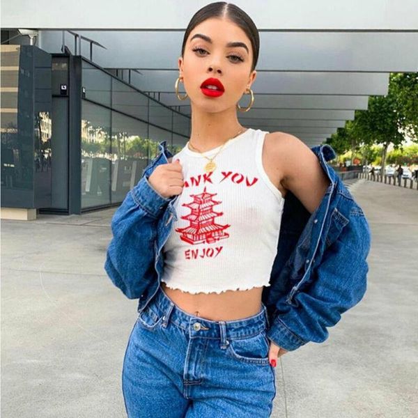 

women's tanks & camis white knitted round neck women t-shirt sleeveless camisole crop woman tight stretch tank ladies tee streetwea