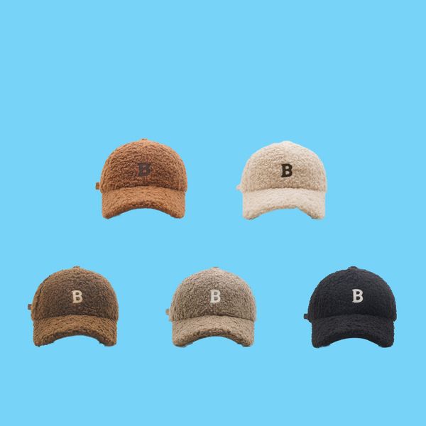 

hat female winter usa version versatile face small embroidery letter b cashmere baseball warm cap male thin, Black;white