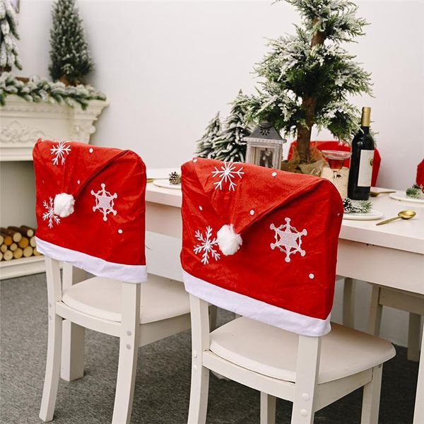 

chair covers cover dinner dining table santa claus snowman red cap ornament back christmas decor year supplies