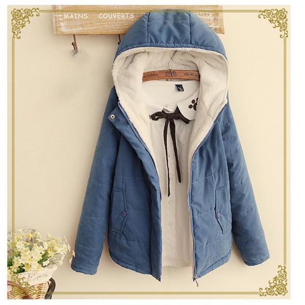 

down & parkas luxury designer men's padded winter japanese small fresh short hooded solid color warm student cotton jacket qkaa, Black