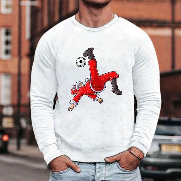 

men's hoodies & sweatshirts santa claus play cotton casual long sleeve o-neck loose solid color for men, Black