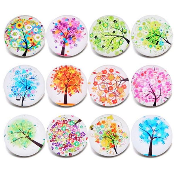 

charm bracelets 10pcs/lot glass snap jewelry tree of life mixed pattern buttons fit 18mm/20mm diy bracelet zb401, Golden;silver