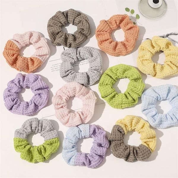 

korean scrunchie elastic band for hair knitted fabric colorful solid color woman scrunchies ties girls accessories1