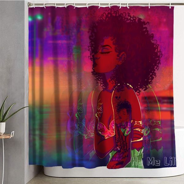 

shower curtains curl black woman curtain bathroom accessories
