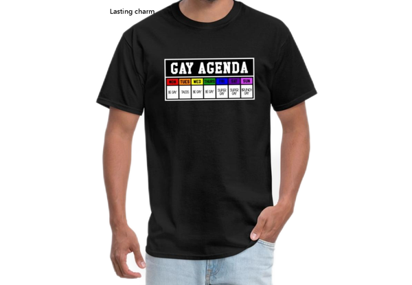 

men's t-shirts lasting charm gay agenda t-shirt, White;black