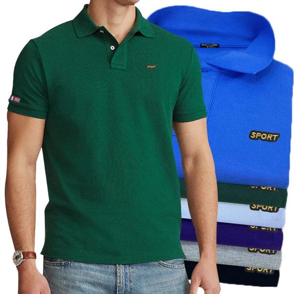

men's polos s-5xl design 2021 summer mens short sleeve shirts embroidery logo casual cotton homme male clothes lapel, White;black
