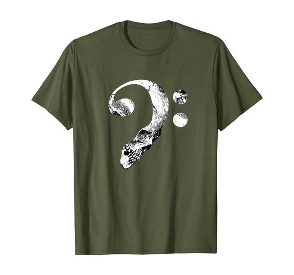 

cool skull bass clef bass player musican music lover t-shirt t-shirt, White;black