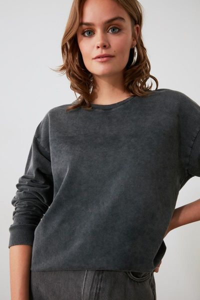 

women's hoodies & sweatshirts trendyol-flushing basic knitted sweatshirt twoaw21sw0943, Black