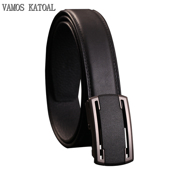 

belts cowhide mens business style waist belt fashion genuine leather strap male automatic buckle high quality, Black;brown