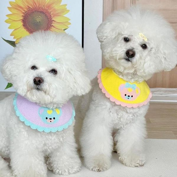 

cat collars & leads dog saliva towel bibs cute bear lace bib adjustable bichon teddy hiromi collar neckerchief towels