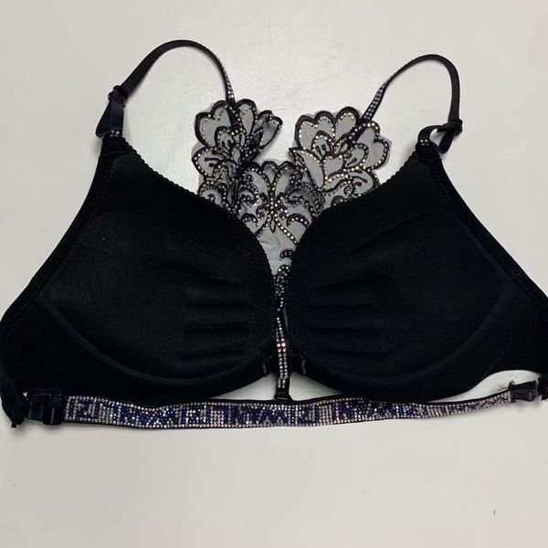 

9600 in stock medium thick ab cup slippery cup letter diamond decorations lace flower duomei back womens bra, Red;black