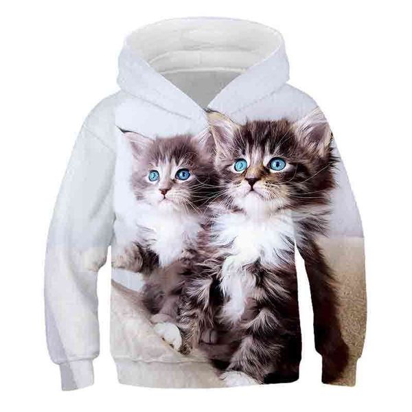 

wu new 3d digital printing animal children's hooded pullover, Black