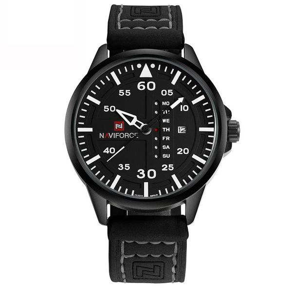 

wristwatches naviforce quartz watches for men casual military sports man leather wristwatch male clock relogio masculino, Slivery;brown
