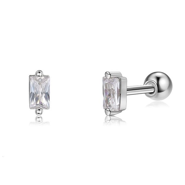 

s925 sterling silver square zirconium small earrings fashionable geometric 925 tremella sve0182, Golden