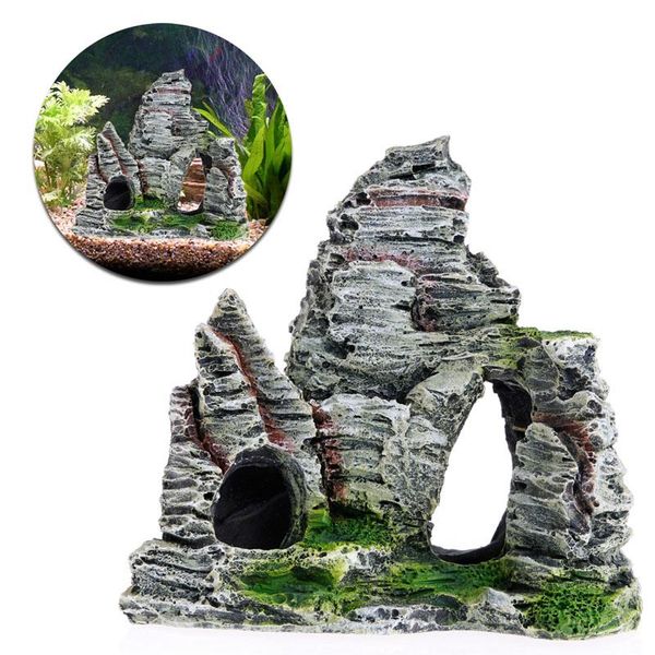 

decorations aquarium mountain view rock cave tree landscape resin rockery decoration fish tank ornament decor