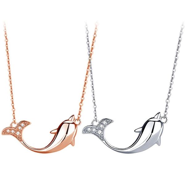 

pendant necklaces obear nuovo argento di modo ha placcato sveglio delfino dichiarazione della collana cubic zirconia balena collane con pend, Silver