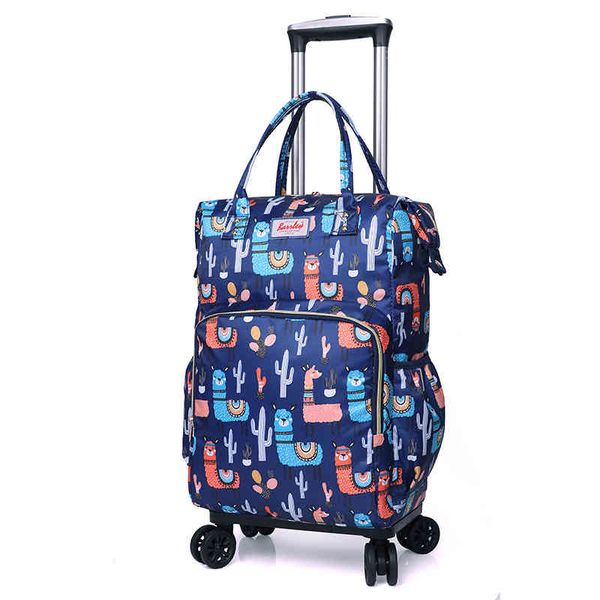 

short distance travel trolley bag light large capacity double shoulder printed portable universal wheel boarding purse_outlet_941t