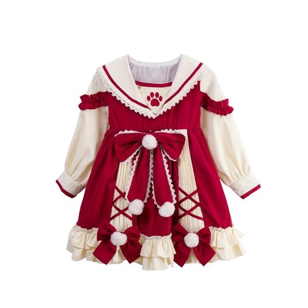 Neonate Lolita Abito vintage Autunno Bambini Principessa Abiti infantili Compleanno Battesimo Abiti da ballo Bambini Boutique Vestiti 210331