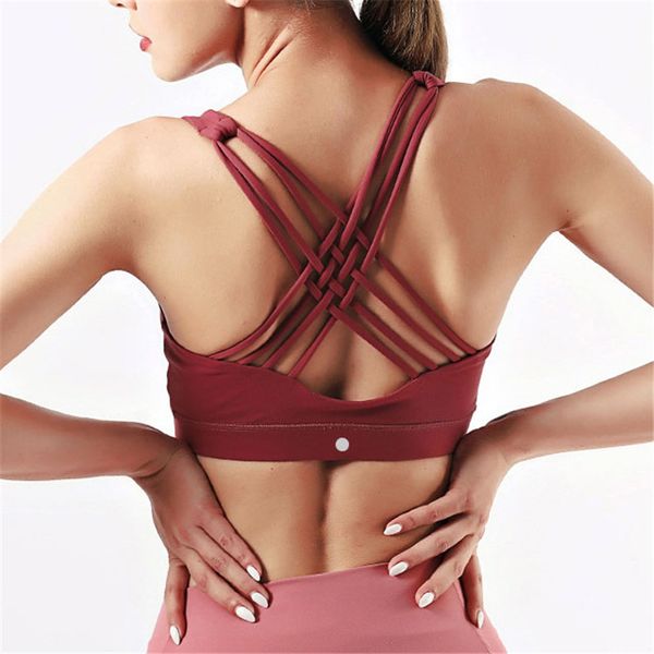 

l-03 tanks women yoga bra t shirts sports vest fitness underwear solid color lady camis with chest padded, White